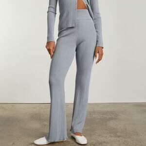 Everlane Ribbed Sweater Cotton Flare Pant in gray Size M NWOT